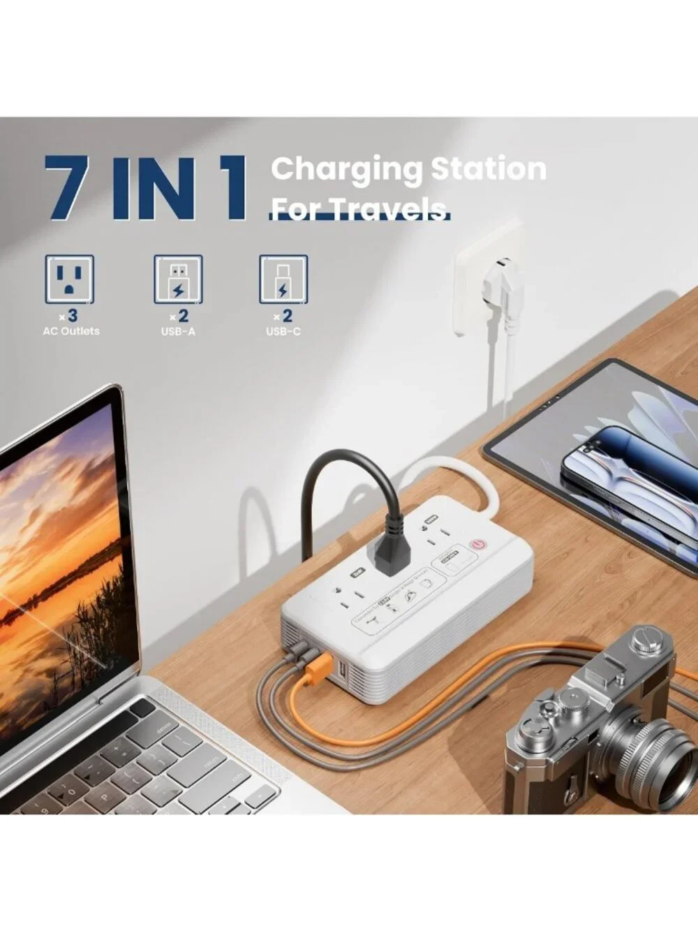 2000W Universal Voltage Converter for US to Europe - 7-in-1 Travel Adapter